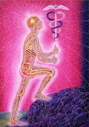 Detail from 'Journey of the Wounded Healer' painting by Alex Grey