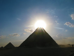 The Great Pyramid lit by the Sun
